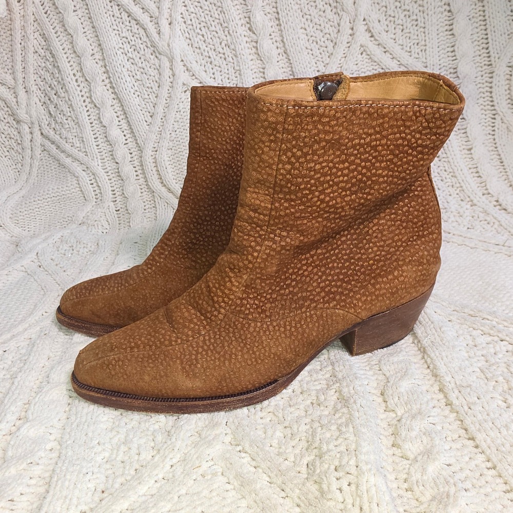 Vintage Carpincho Capybara Leather Ankle Boots Mystery Maker  Mens‎ 9 Womens 11